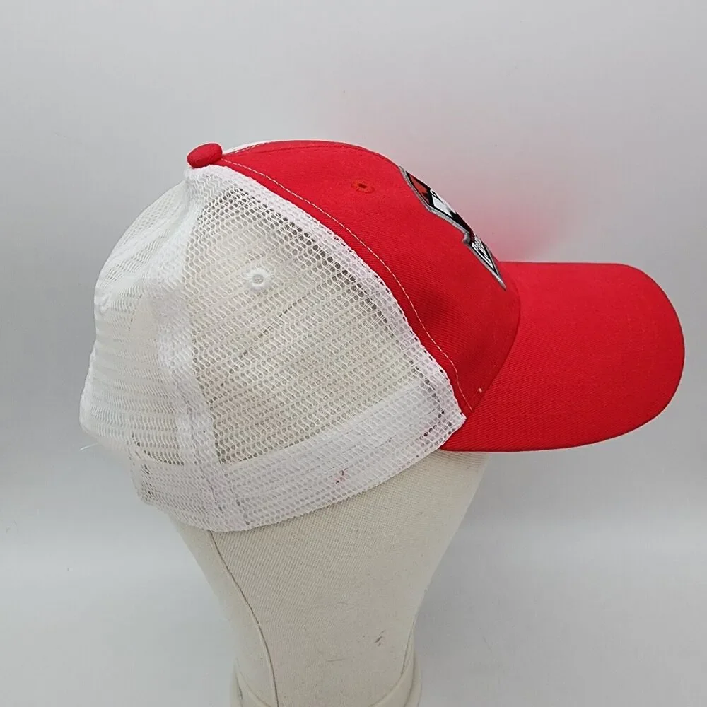 Charlotte Checkers Hockey Red Hat Cap Patch Logo Snap Back Mesh Trucker AHL